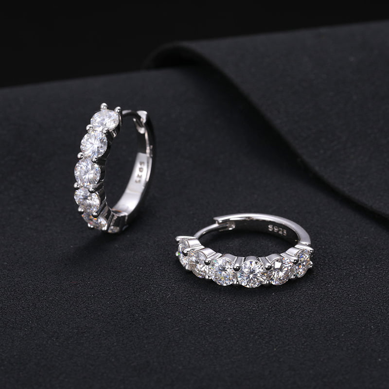 S925 VVS Moissanite Hip - Hop Earrings in 18K Gold - TONGSHOP