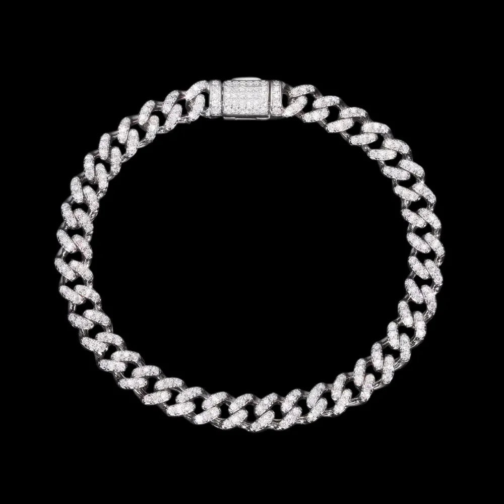 S925 & VVS Moissanite Iced Cuban Link Bracelet - 6mm - TONGSHOP / Length:16 / Length:18