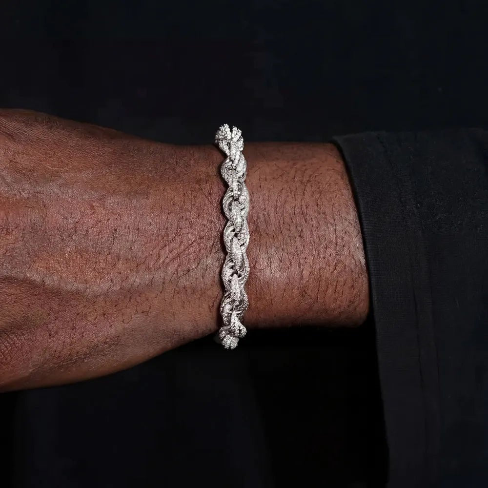 S925 & VVS Moissanite Iced Rope Bracelet - 8mm - TONGSHOP / Length:16 / Length:18