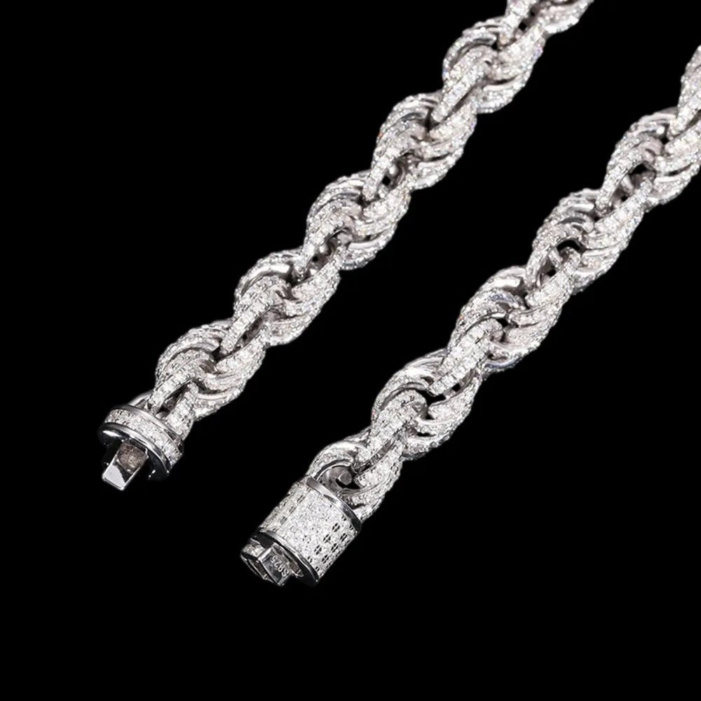 S925 & VVS Moissanite Iced Rope Bracelet - 8mm - TONGSHOP / Length:16 / Length:18