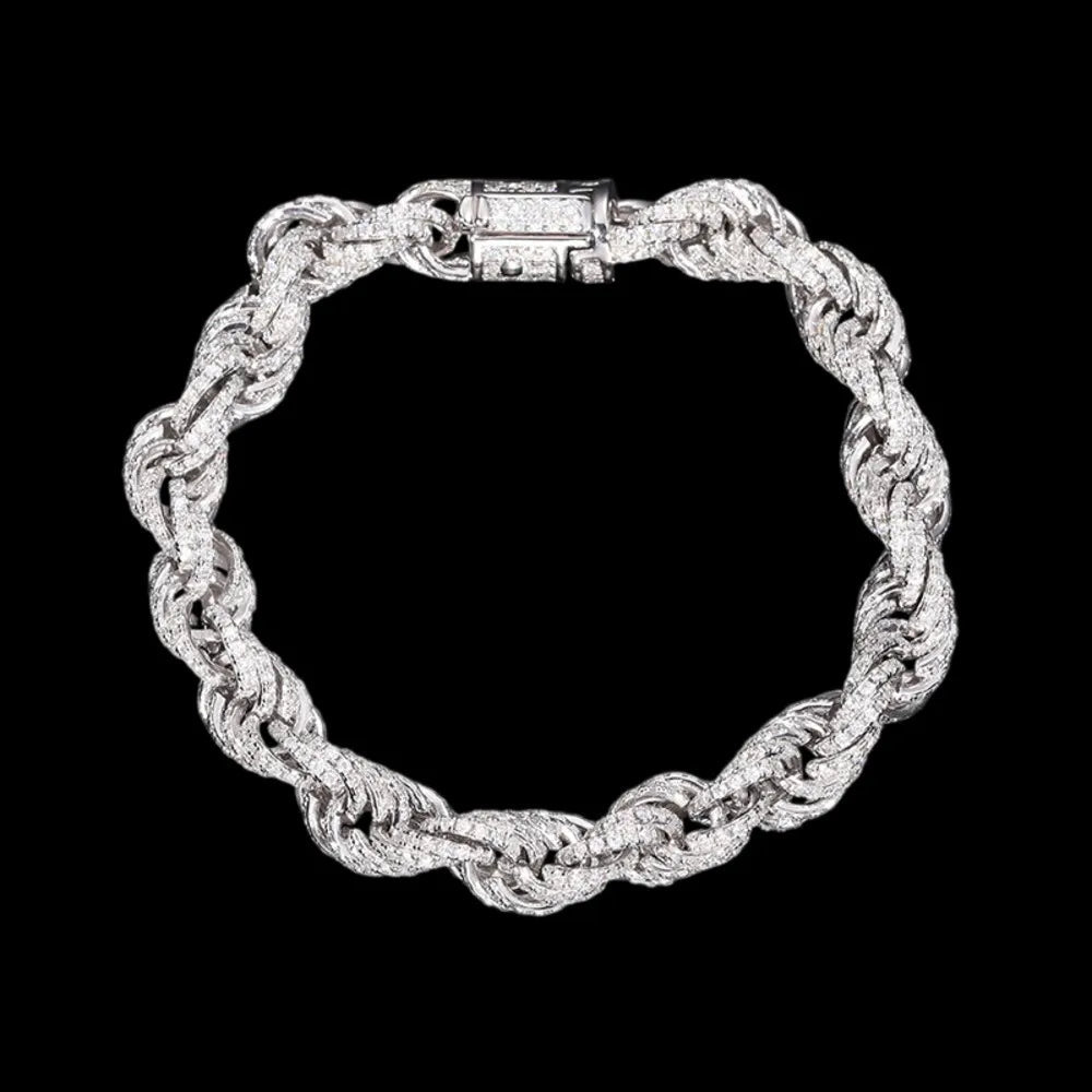 S925 & VVS Moissanite Iced Rope Bracelet - 8mm - TONGSHOP / Length:16 / Length:18