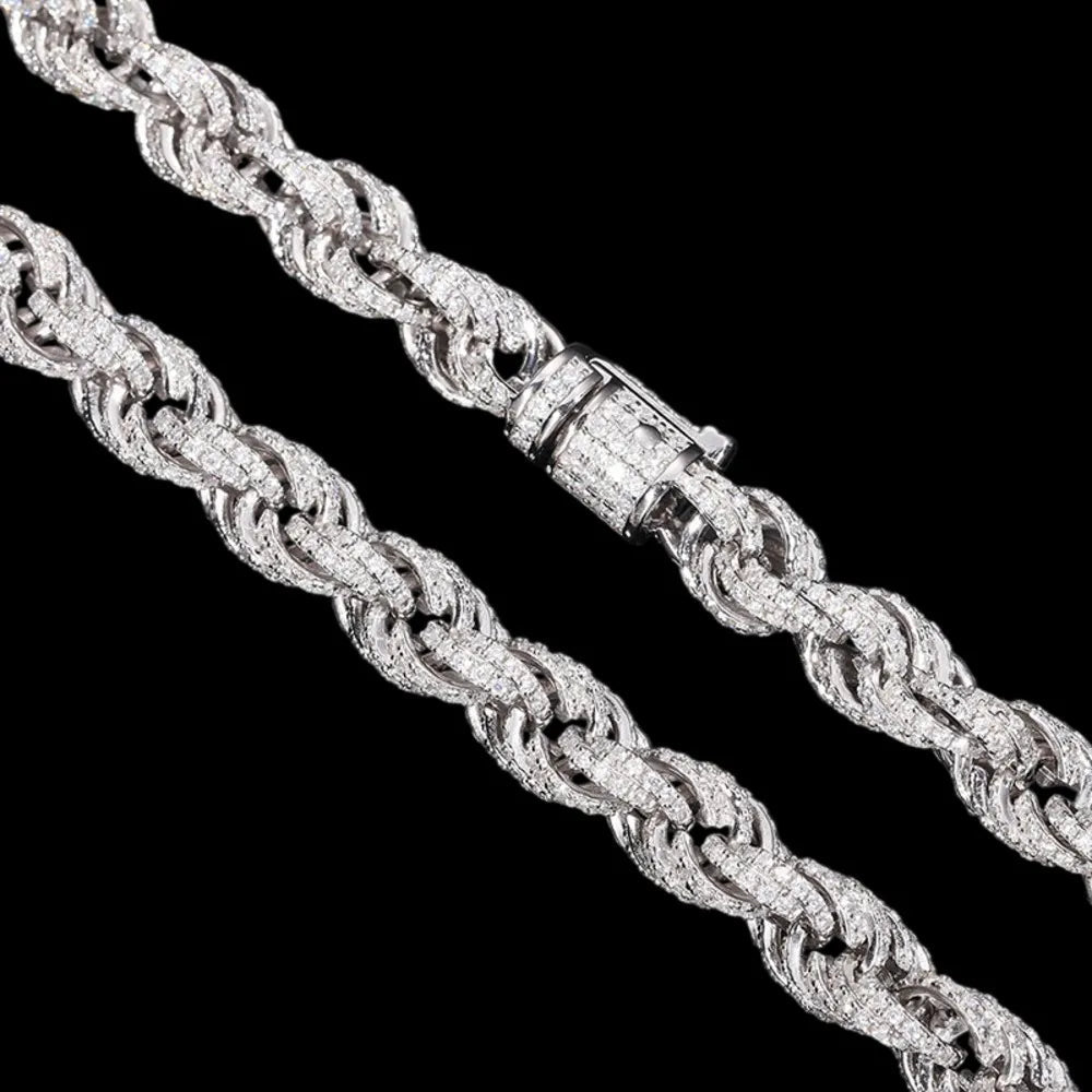 S925 & VVS Moissanite Iced Rope Chain - 8mm - TONGSHOP / Length:16 / Length:18