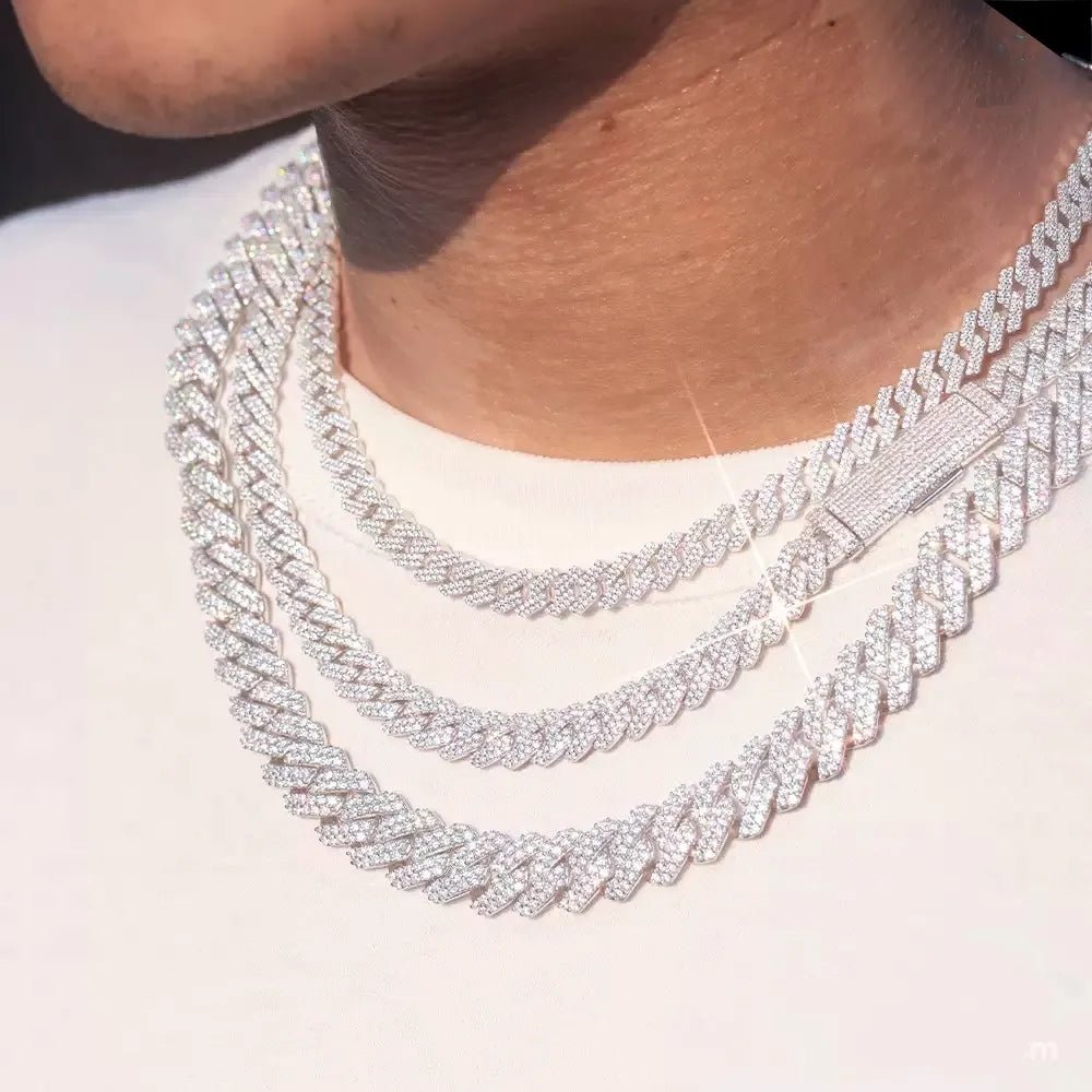 S925 VVS Moissanite Prong Setting Iced Cuban Link Chain - TONGSHOP / Length:16 / Length:18
