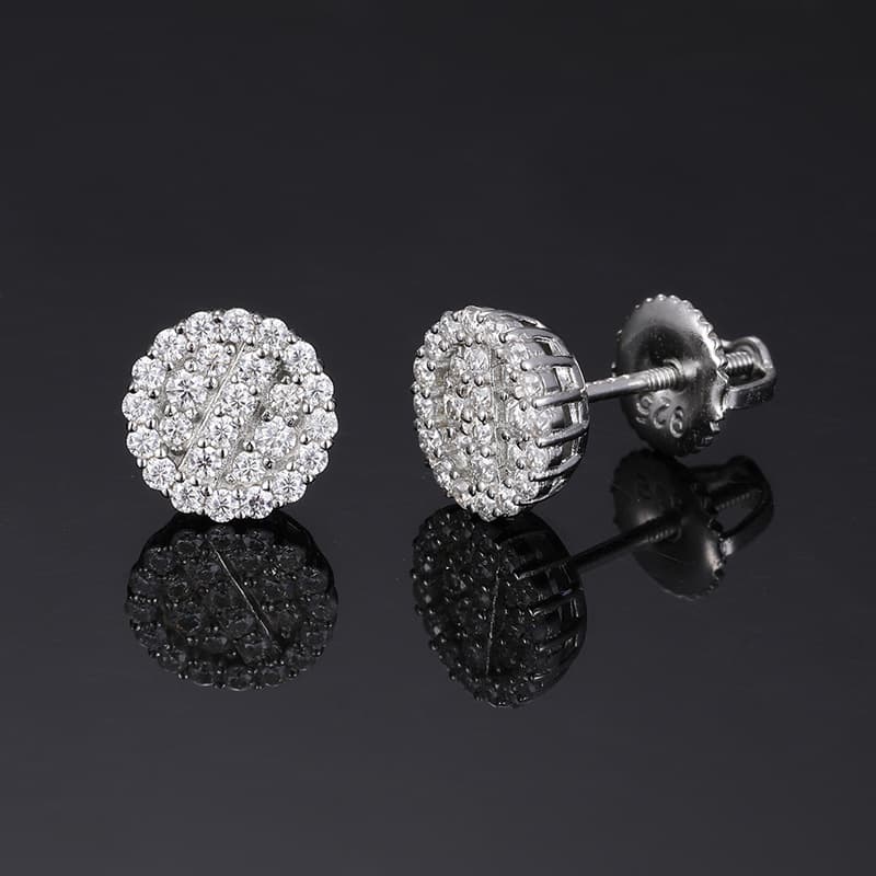 S925 VVS Moissanite Round Stud Earrings in 18K Gold - TONGSHOP