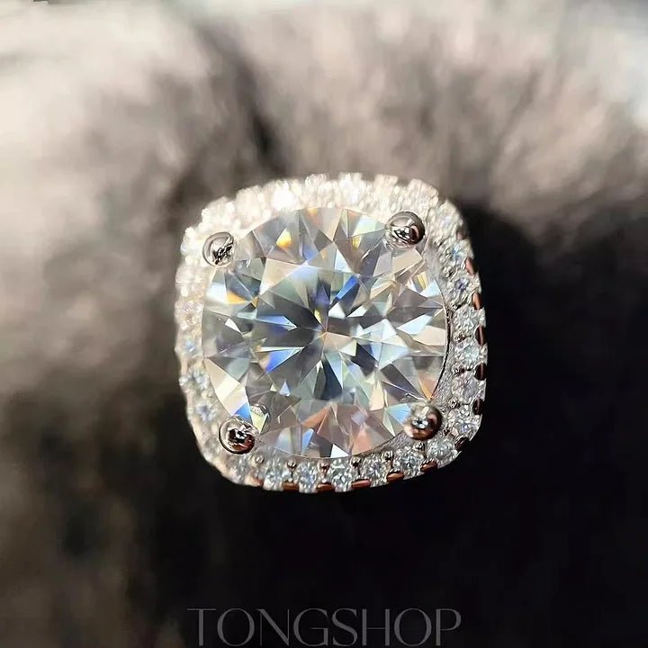 S925 VVS Moissanite Sugar Cube Earrings Full Of Diamonds Square - TONGSHOP