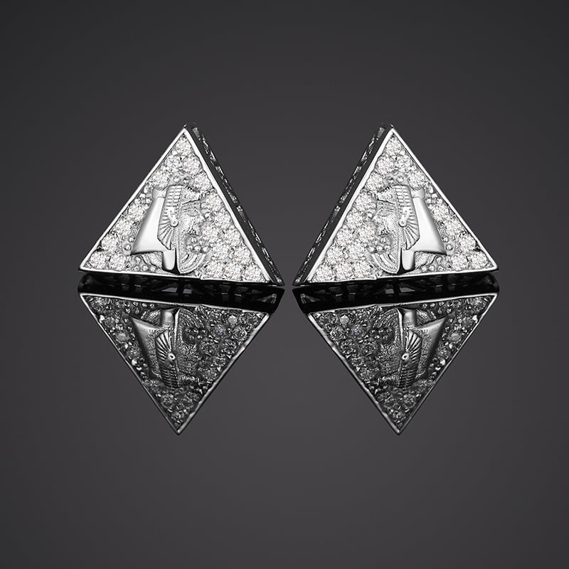 S925 VVS Moissanite Triangle Stud Earrings in 18K Gold Plating - TONGSHOP