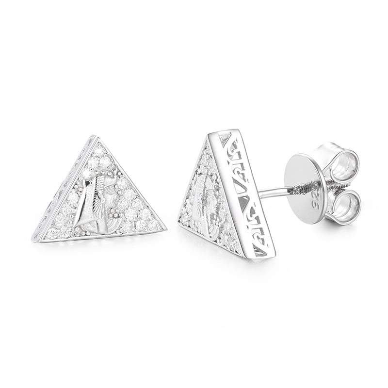 S925 VVS Moissanite Triangle Stud Earrings in 18K Gold Plating - TONGSHOP