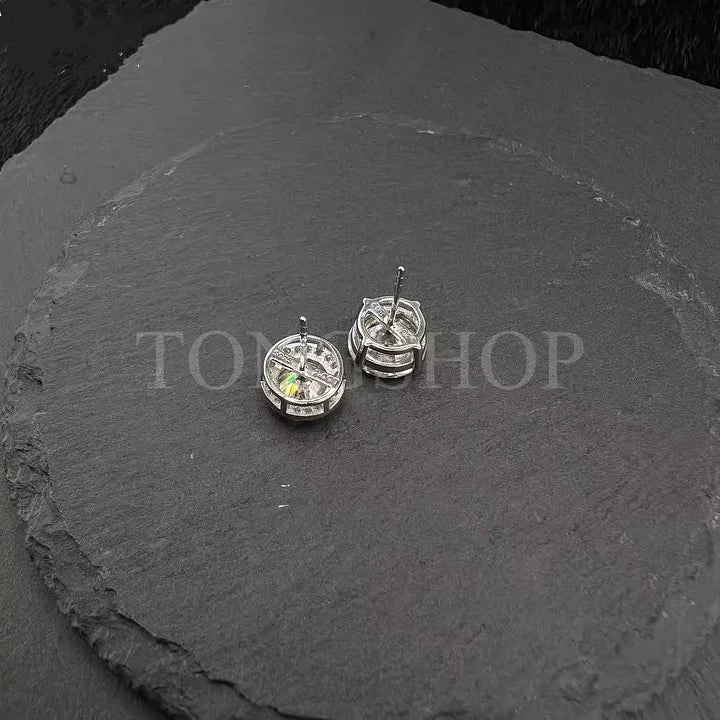 S925 VVSMoissanite Earrings Four - Prong Rock Candy - TONGSHOP