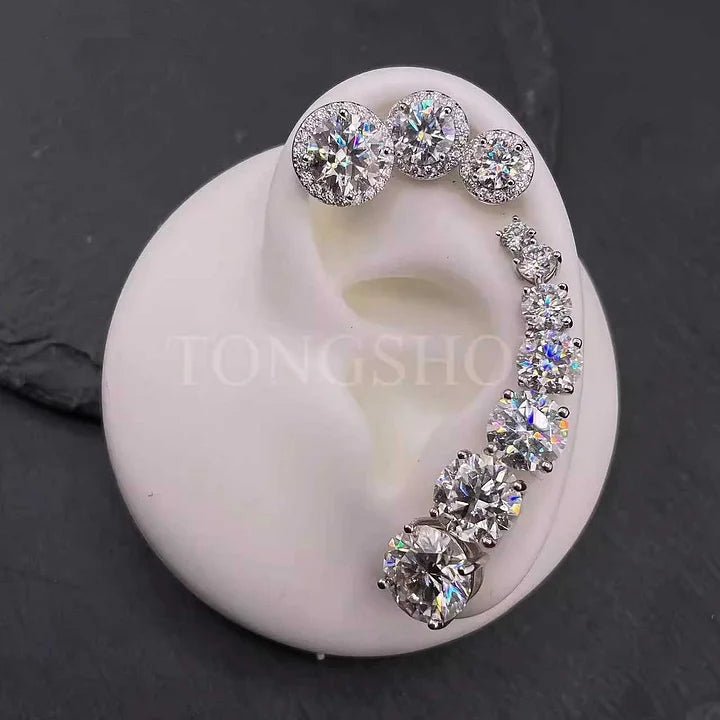 S925 VVSMoissanite Earrings Four - Prong Rock Candy - TONGSHOP