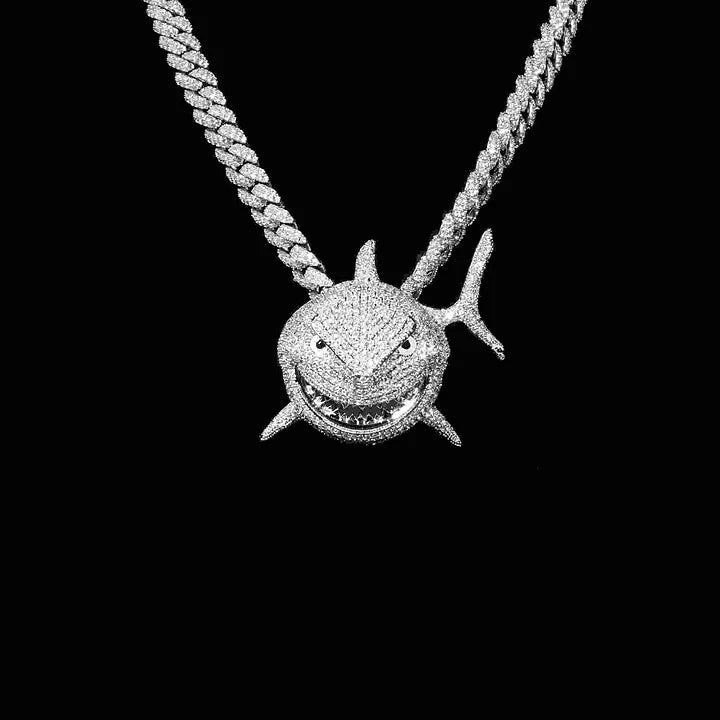 Small Version Of 6ix9ine’s Same Diamond - Encrusted Fat Shark Pendant - TONGSHOP
