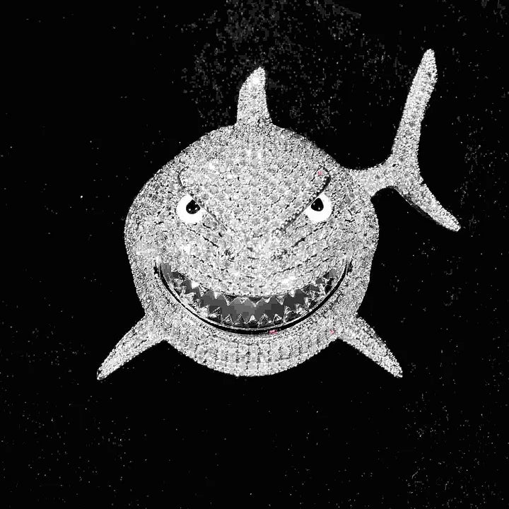 Small Version Of 6ix9ine’s Same Diamond - Encrusted Fat Shark Pendant - TONGSHOP