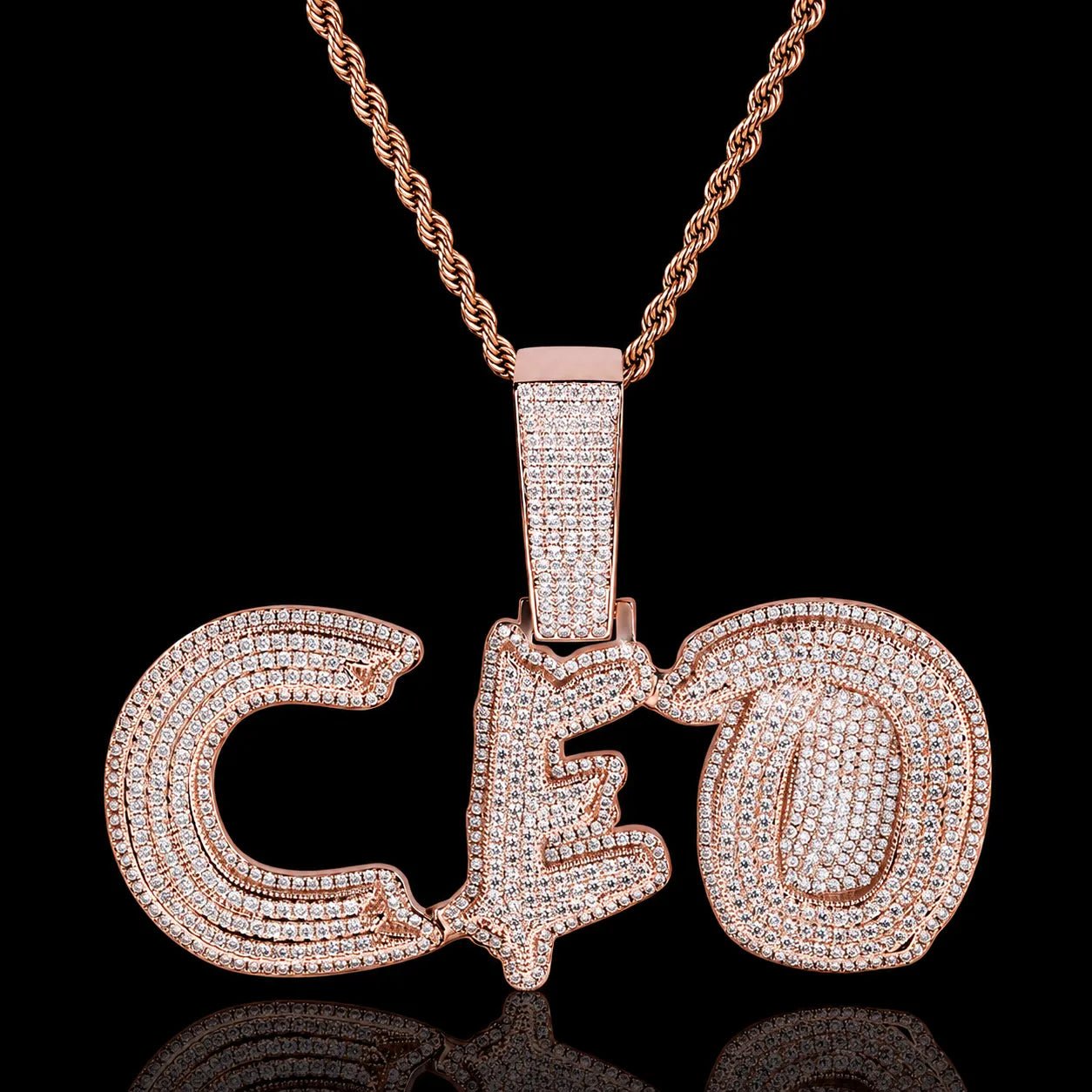 Solid Diamond - Set Custom Name/Initial Pendant - TONGSHOP / Length:16 / Length:18