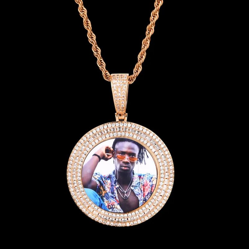 Solid Ice Custom 3D Photo Round Pendant - 40mm - TONGSHOP / Length:16 / Length:18