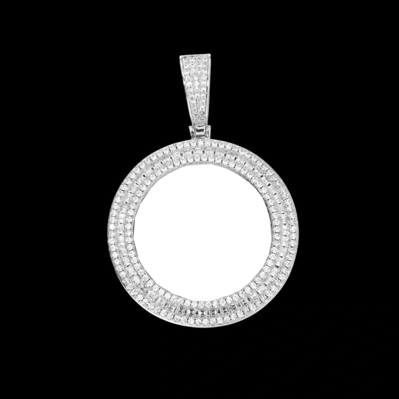 Solid Ice Custom 3D Photo Round Pendant - 40mm - TONGSHOP / Length:16 / Length:18