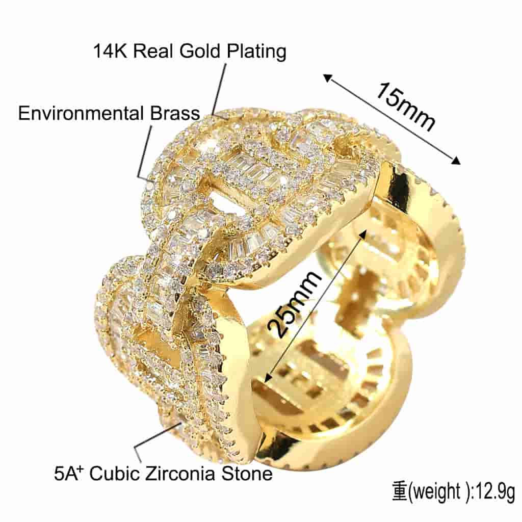 Square and Round Mixed Diamond T Ring - TONGSHOP