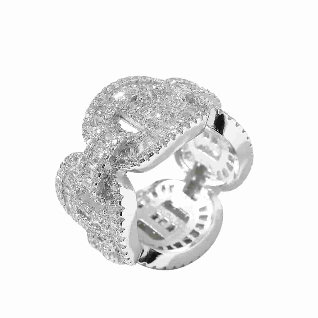 Square and Round Mixed Diamond T Ring - TONGSHOP