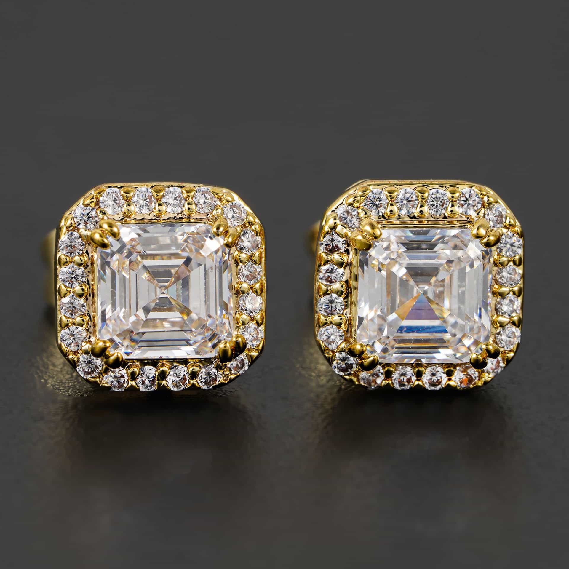 Square Diamond Stud Earrings with Micro Pave Setting - TONGSHOP