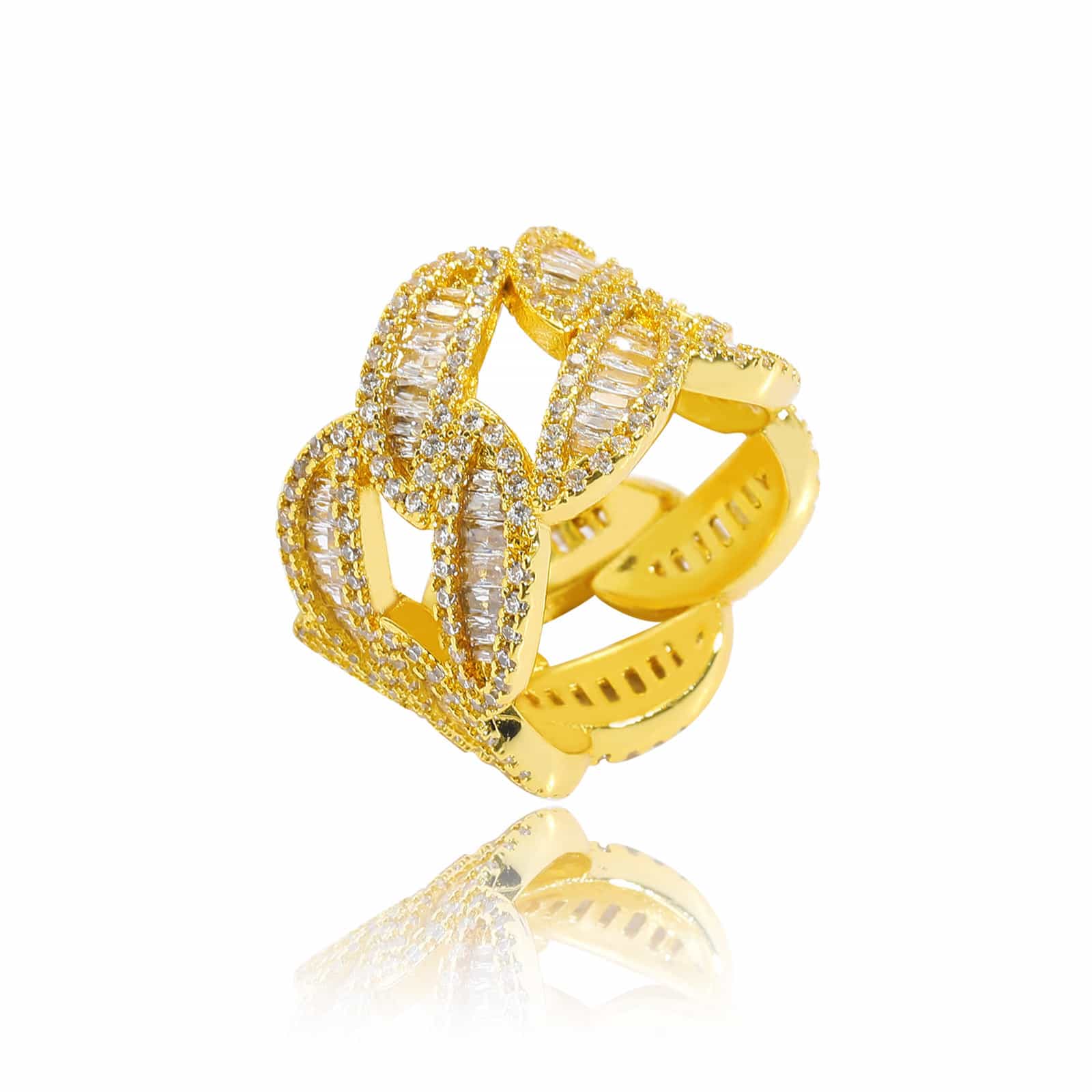 T - Shaped Diamond Set Ring - TONGSHOP