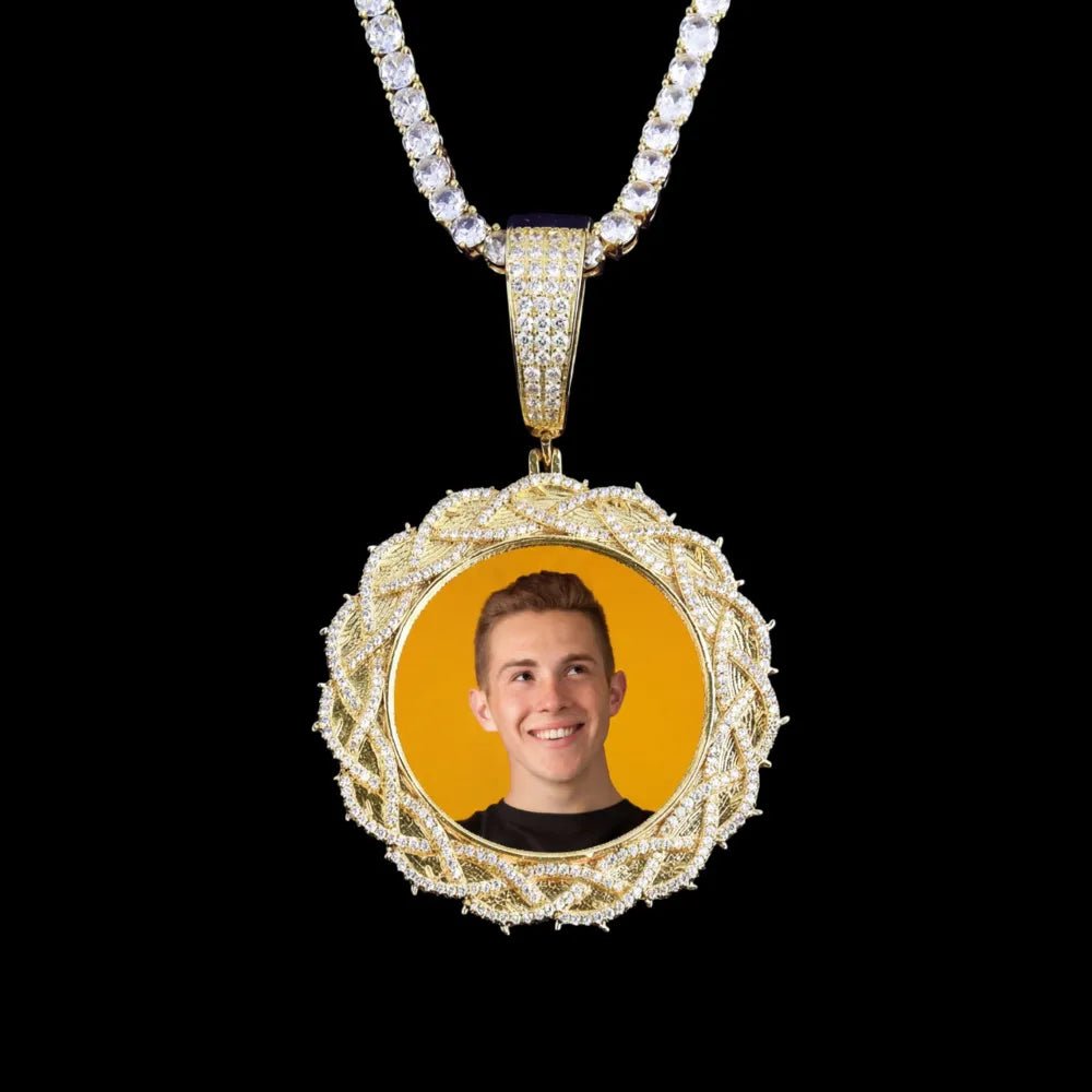 Thorn Sunflower Custom Photo Round Pendant - 55mm - TONGSHOP / Length:16 / Length:18