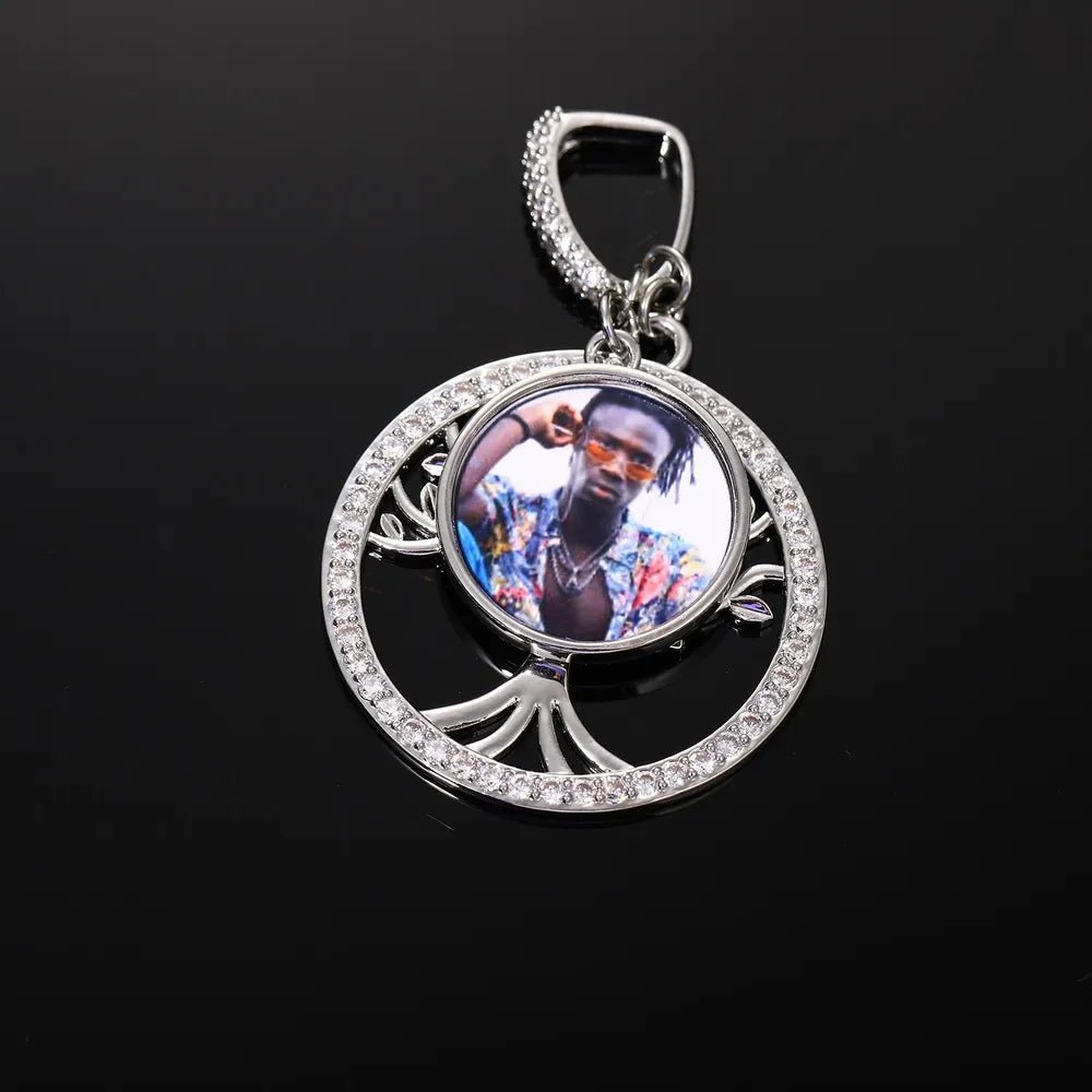 Tree of Life Memory Custom Photo Round Pendant - 35mm - TONGSHOP / Length:16 / Length:18