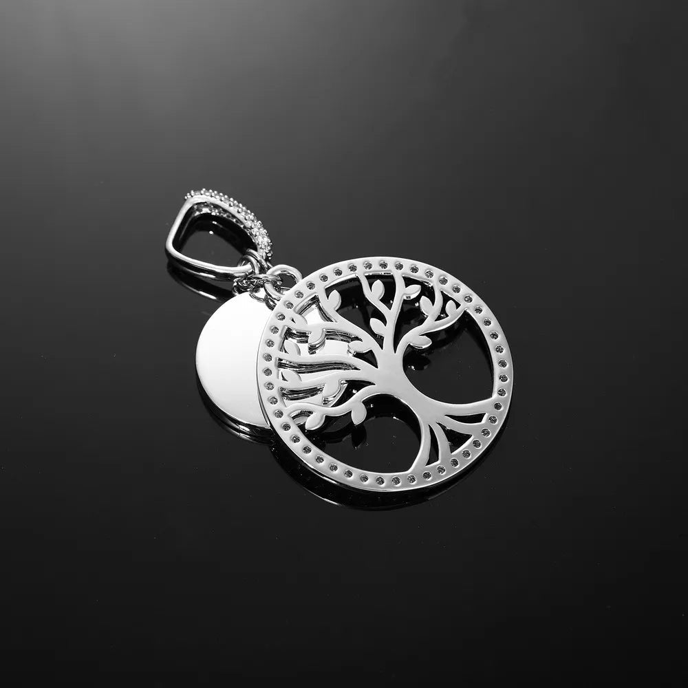 Tree of Life Memory Custom Photo Round Pendant - 35mm - TONGSHOP / Length:16 / Length:18