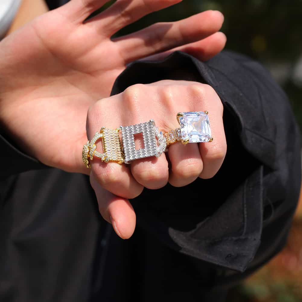 Vintage Gold - Plated Diamond Hip - Hop Ring - TONGSHOP