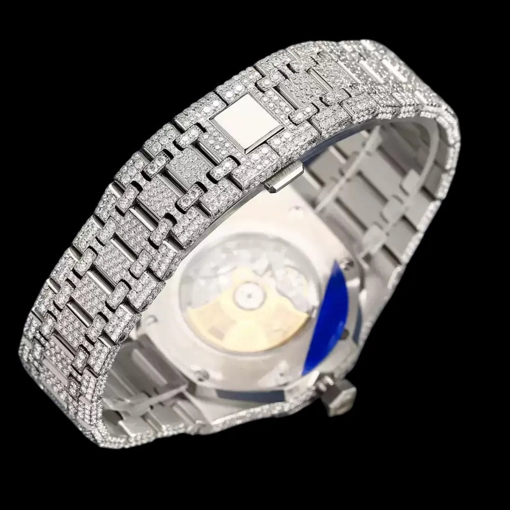VVS Moissanite Diamond - Set White Gold Iced - Out Watch - 40mm - TONGSHOP / Color:White Gold / Style:White Gold