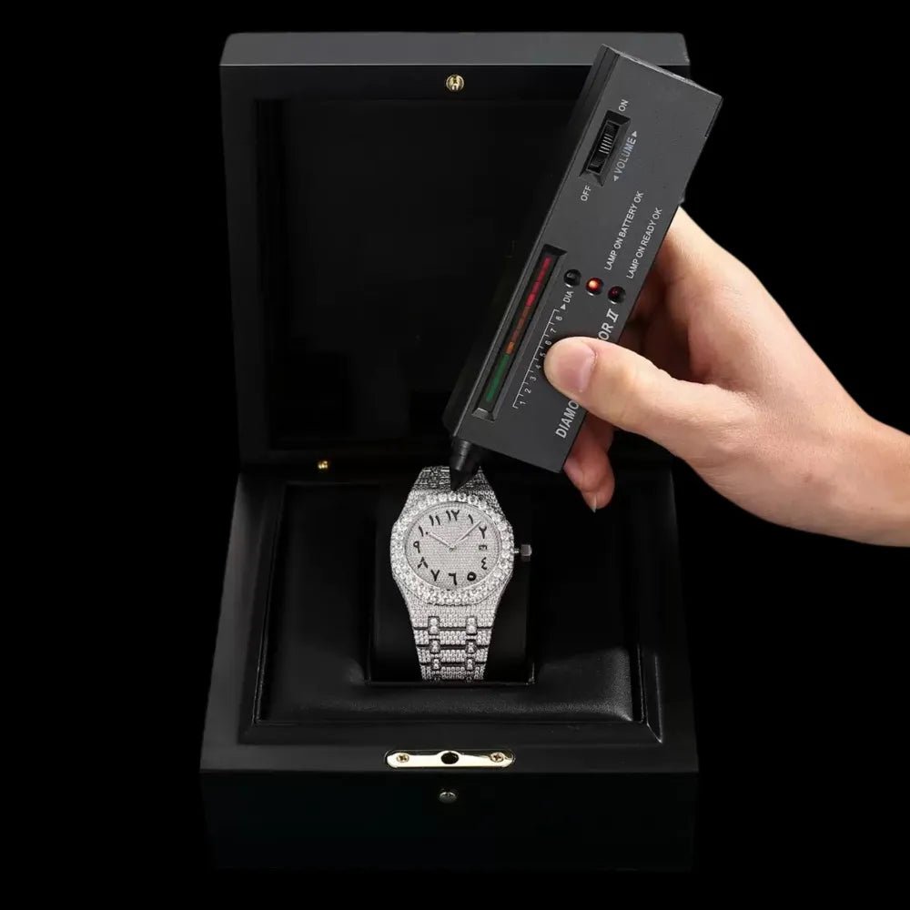 VVS Moissanite Diamond - Set White Gold Iced - Out Watch - 40mm - TONGSHOP / Color:White Gold / Style:White Gold