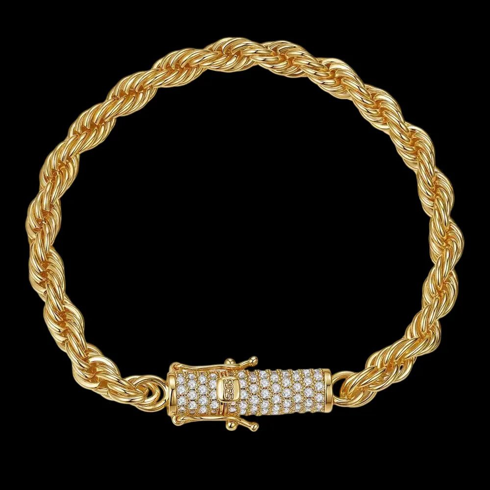 VVS Moissanite Rope Bracelet - 6mm - TONGSHOP / Length:16 / Length:18