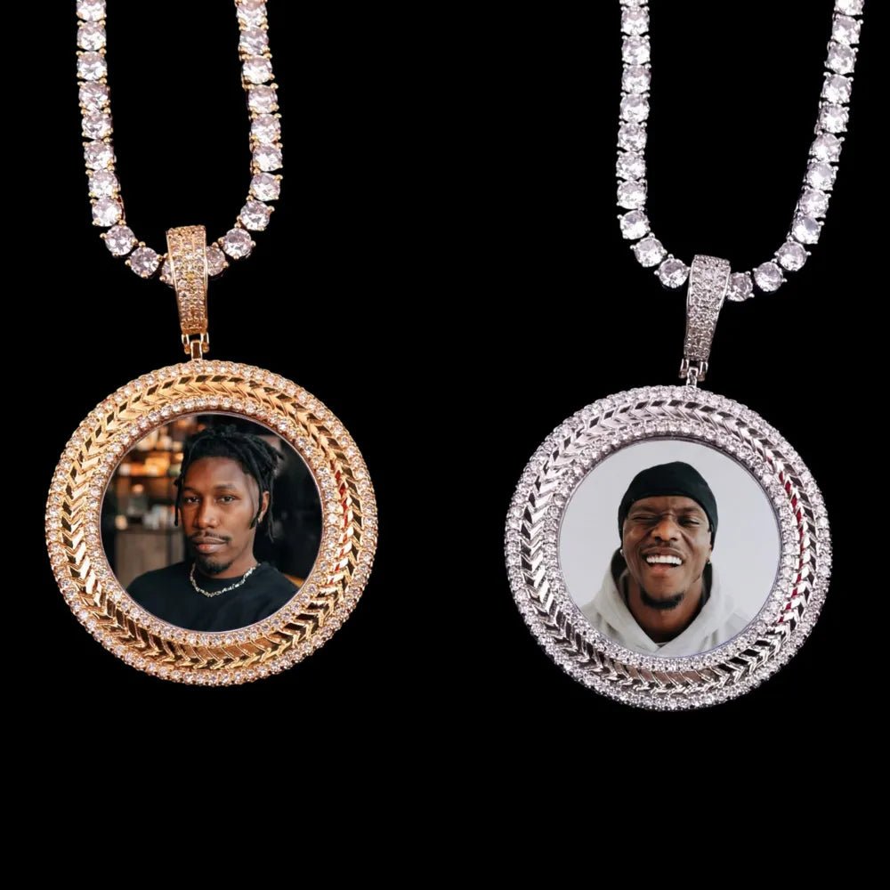 Wheat Ear Custom Photo Round Pendant - 50mm - TONGSHOP / Length:16 / Length:18