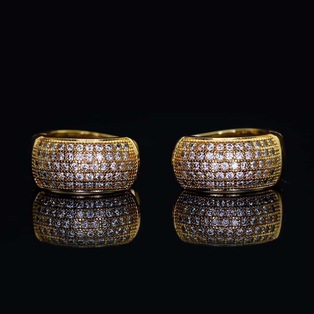 Wide Band Diamond - Set Round Earrings - TONGSHOP