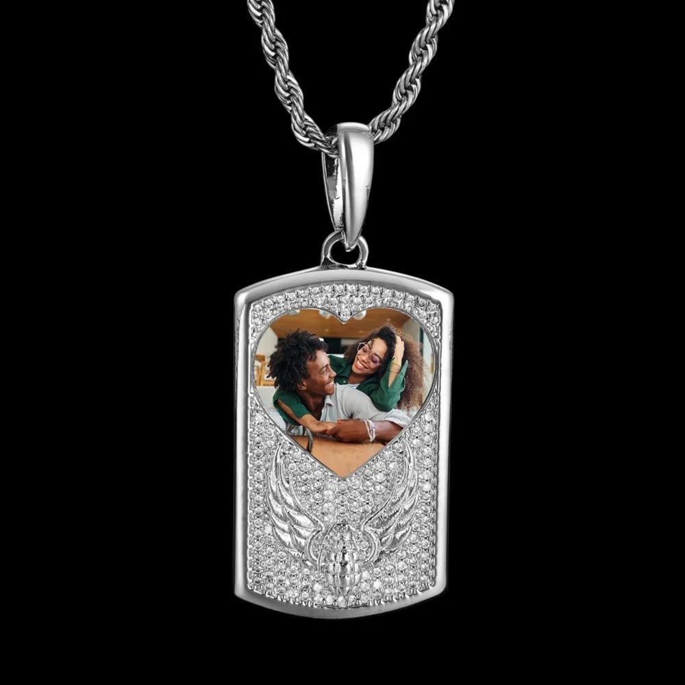 Winged Grenade Solid Dog Tag Custom Photo Pendant - 25mm - TONGSHOP / Length:16 / Length:18