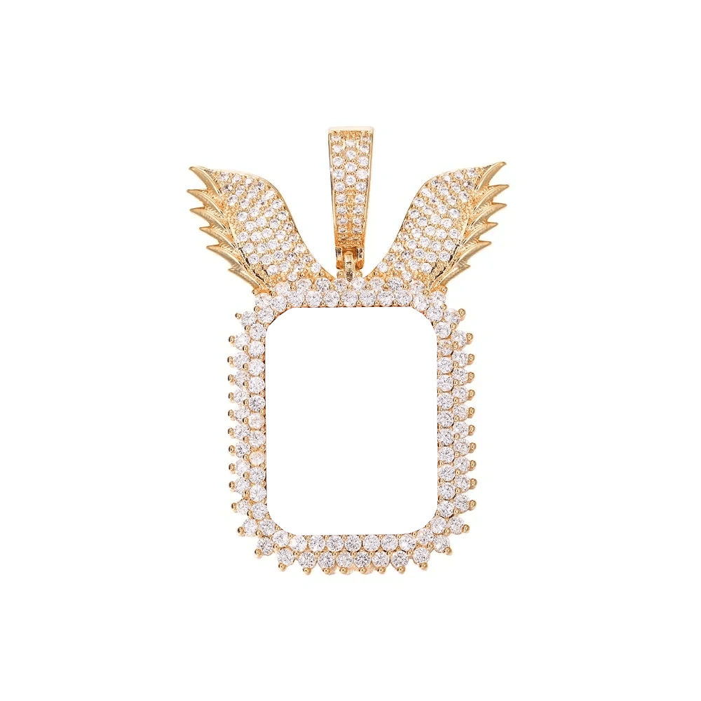 Wings Memory Square Photo Frame Pendant - 38mm - TONGSHOP / Length:16 / Length:18